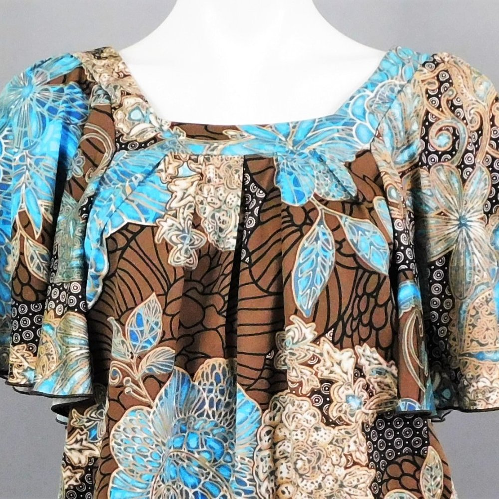New Directions Women Shirt Brown Blue PM - Picture 2 of 5